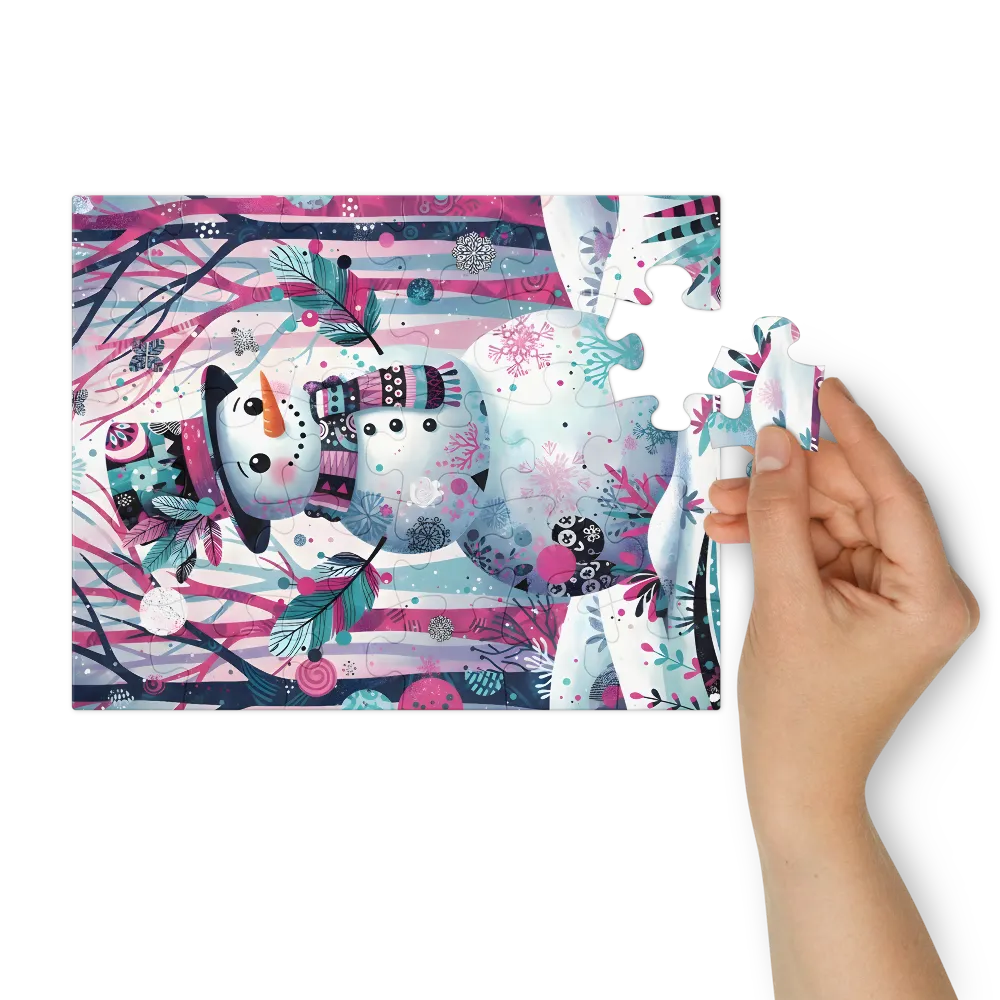 Enchanted Snowman 
 Jigsaw Puzzle in Tin Box