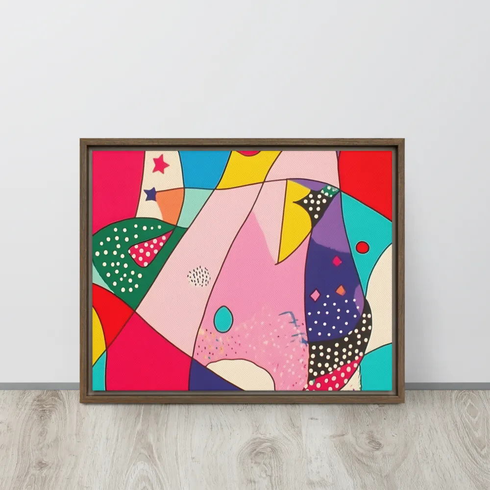 Playful Geometry in Color | Canvas with Brown Frame | 16″×20″