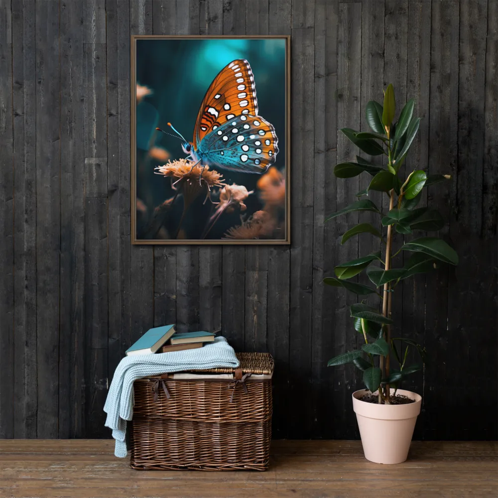 Whispers of Color: The Butterfly's Embrace | Canvas with Brown Frame | 24″×32″
