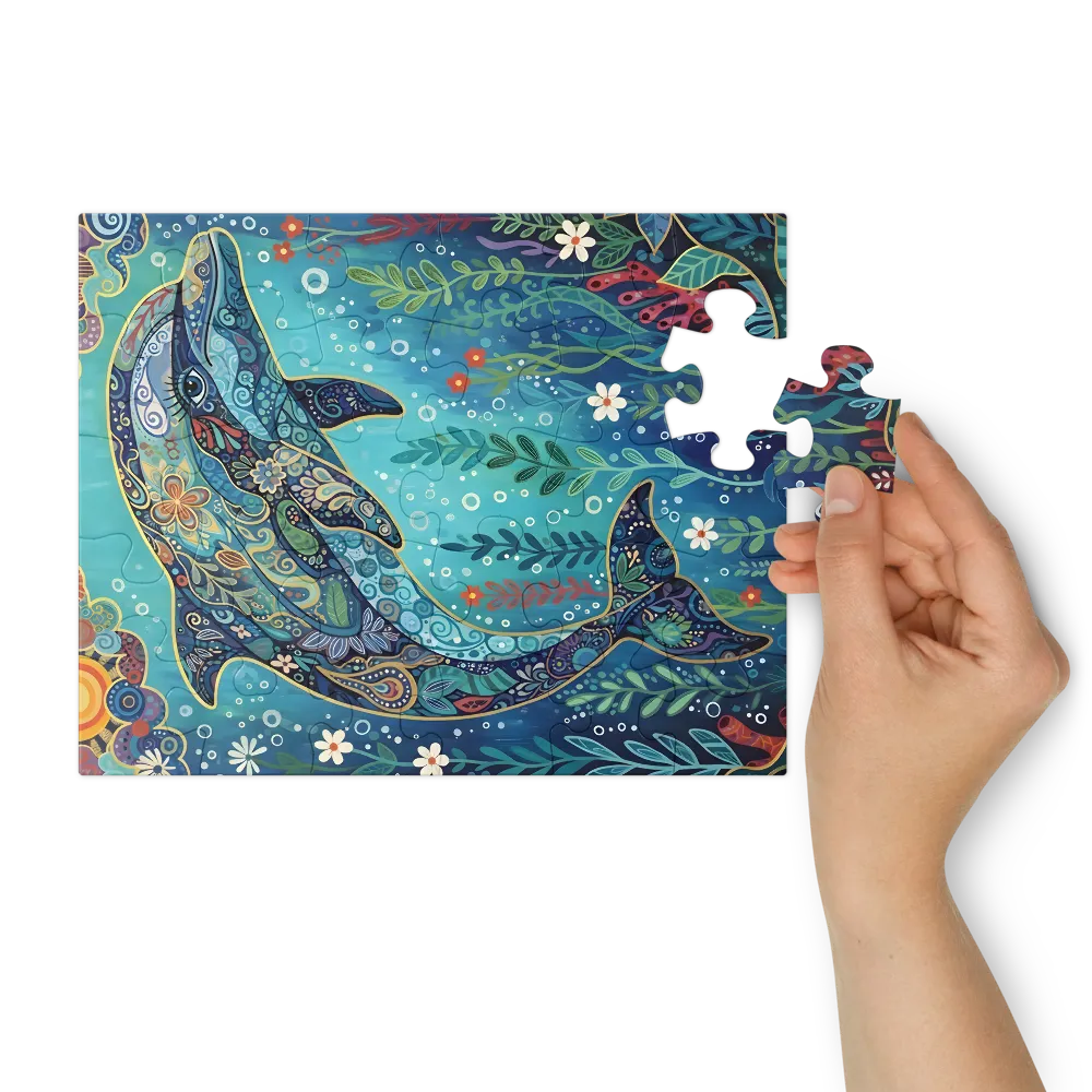 Ornate Dolphin 
 Jigsaw Puzzle in Tin Box