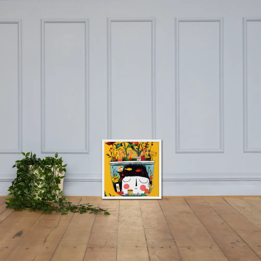 Whimsical Garden Head | Poster with White Frame | 18″×18″