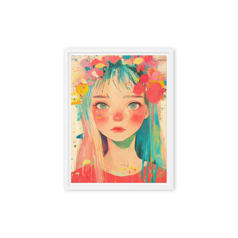 Whimsical Blossom | Canvas with White Frame | 9″×12″
