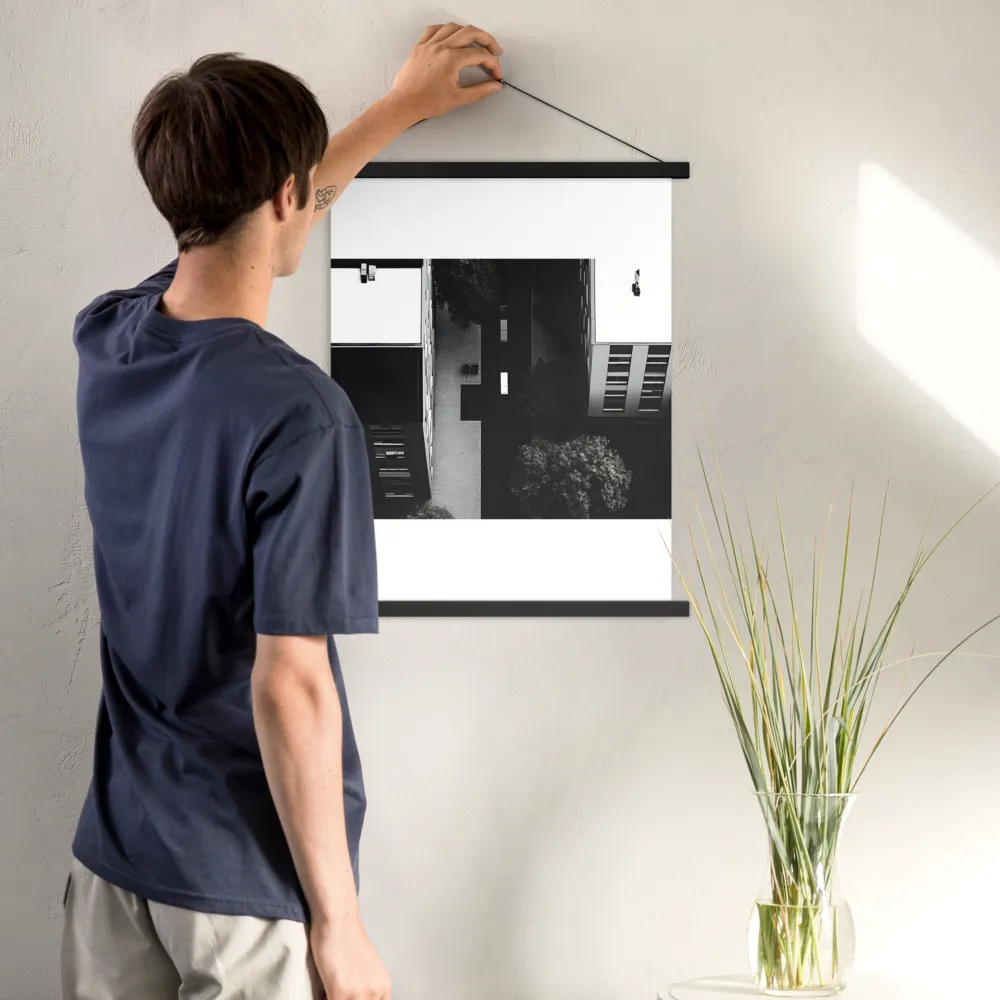 Urban Serenity from Above | Poster With Black Wood Hanger | 18″×24″