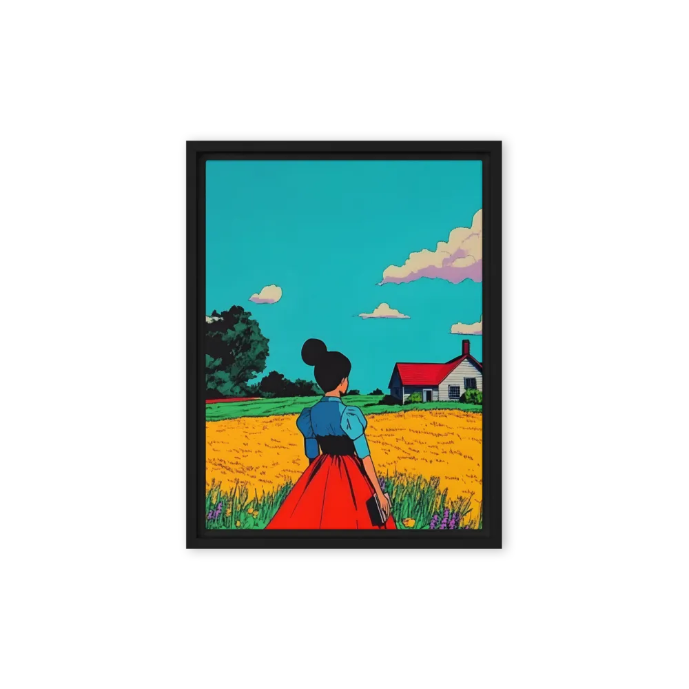 Whispers of a Sunlit Meadow | Canvas with Black Frame | 9″×12″
