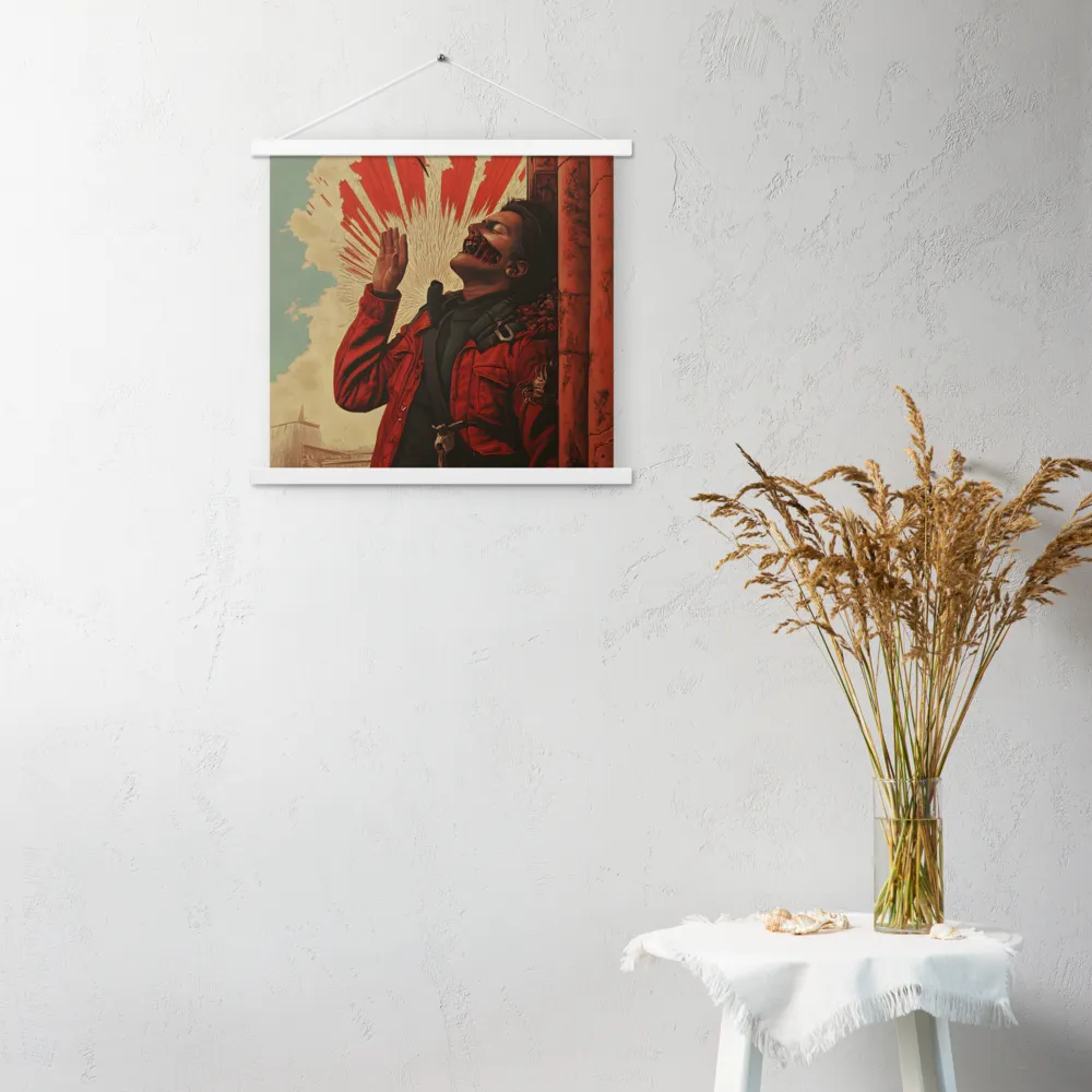 Defiant Echoes of Ruin | Poster With White Wood Hanger | 18″×18″