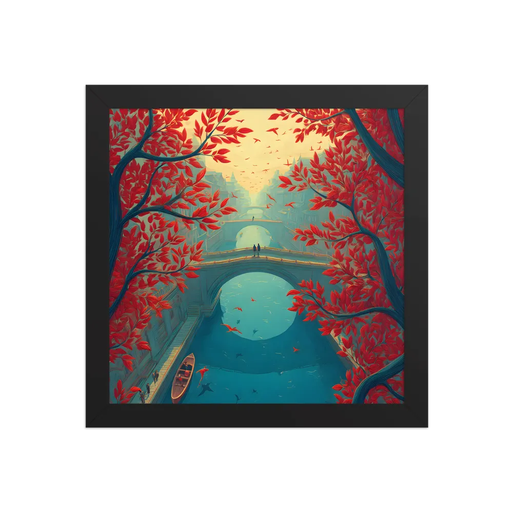 Crimson Canal 
 Poster with Black Frame | 10″x 10″