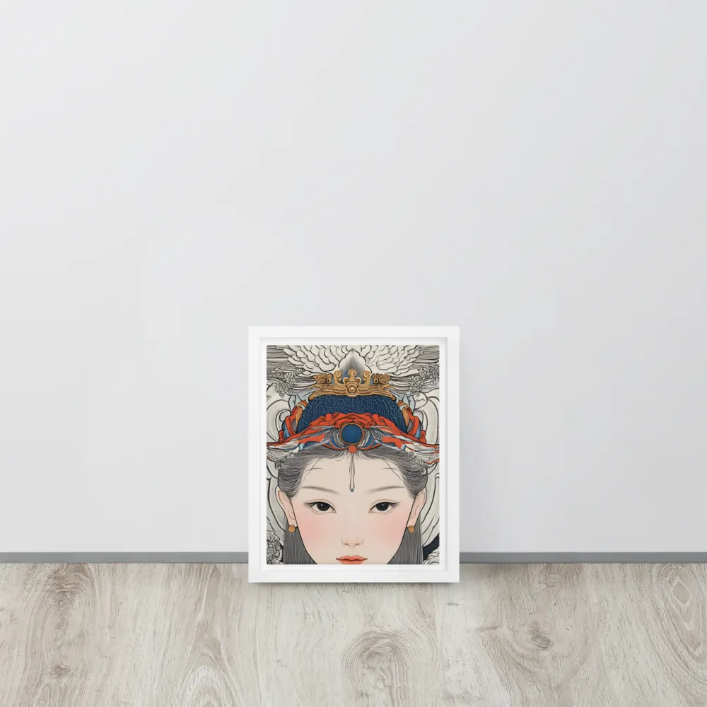 Serenity in Myth: A Traditional Portrait | Canvas with White Frame | 8″×10″