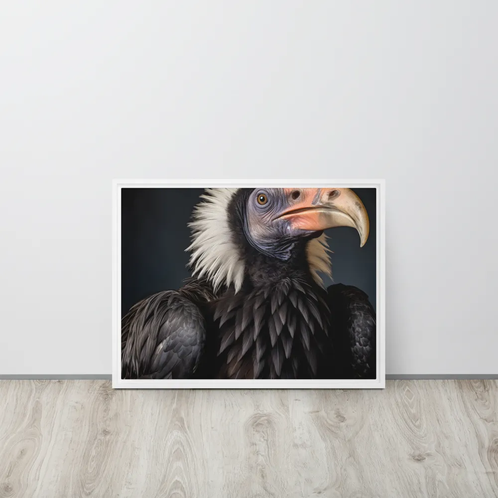 Majestic Vulture Portrait | Canvas with White Frame | 18″×24″