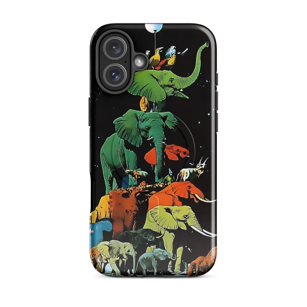 The Playful Tower of Elephants | Phone Case |  16 Plus | MagSafe® Tough Case | Glossy