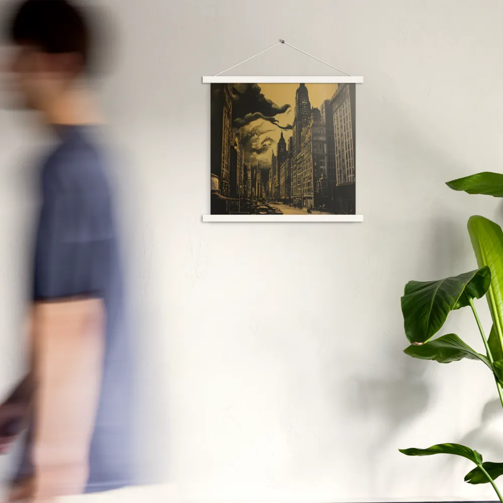 Echoes of a Forgotten Skyline | Poster With White Wood Hanger | 18″×18″