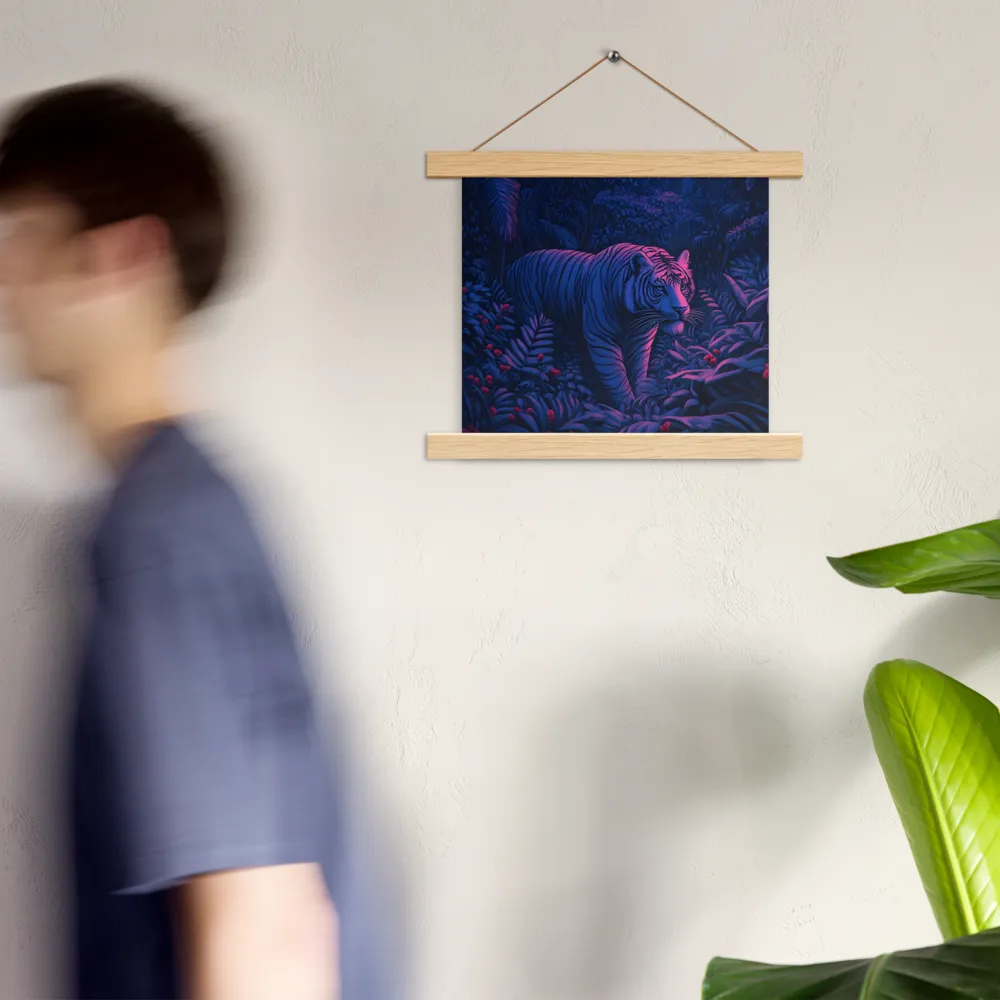 Mystic Prowler: The White Tiger in the Jungle | Poster With Oak Wood Hanger | 10″×10″