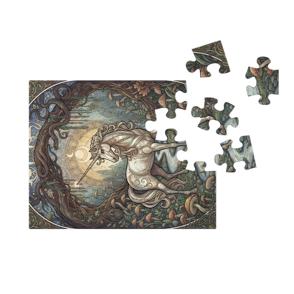 Moonlit Grove Unicorn 
 Jigsaw Puzzle in Tin Box