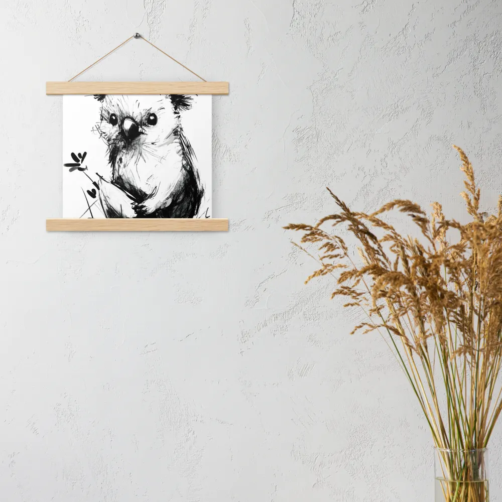Whimsical Koala in Ink | Poster With Oak Wood Hanger | 10″×10″