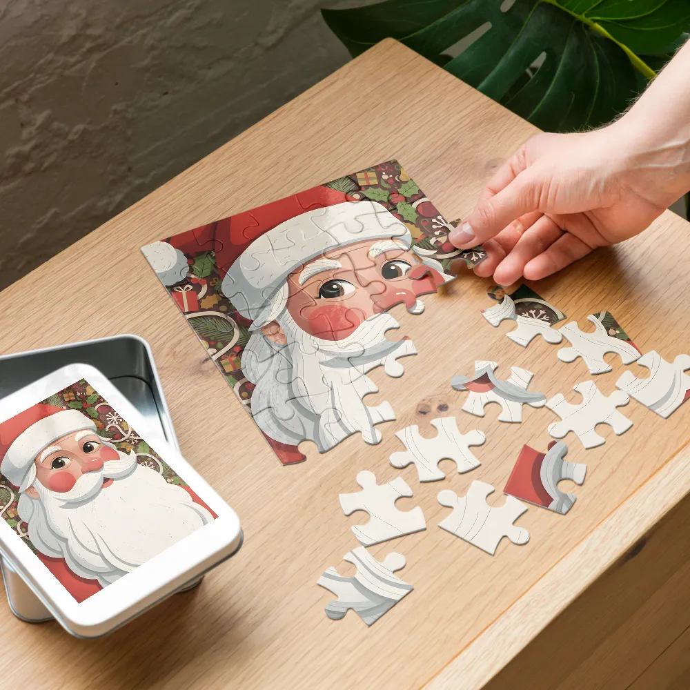 Santa Portrait 
 Jigsaw Puzzle in Tin Box