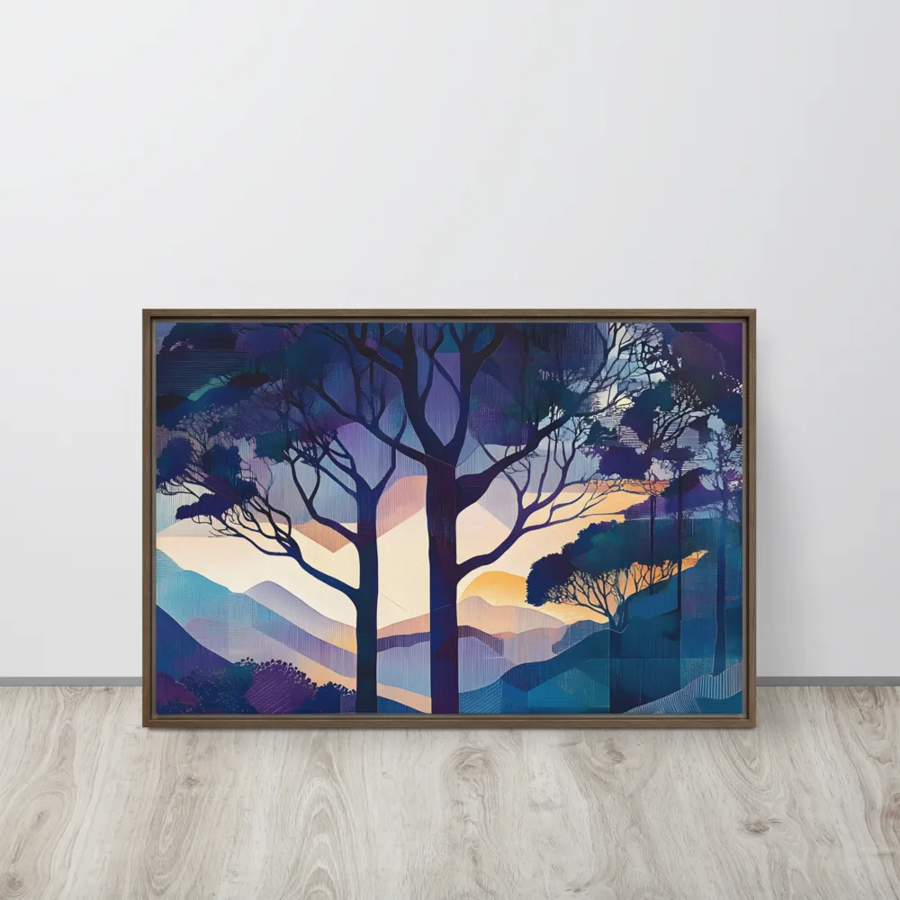 Tranquil Geometry: A Journey Through Color | Canvas with Brown Frame | 20″×30″