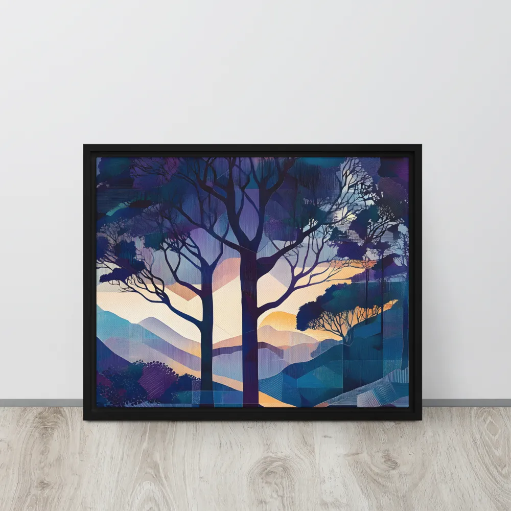 Tranquil Geometry: A Journey Through Color | Canvas with Black Frame | 16″×20″