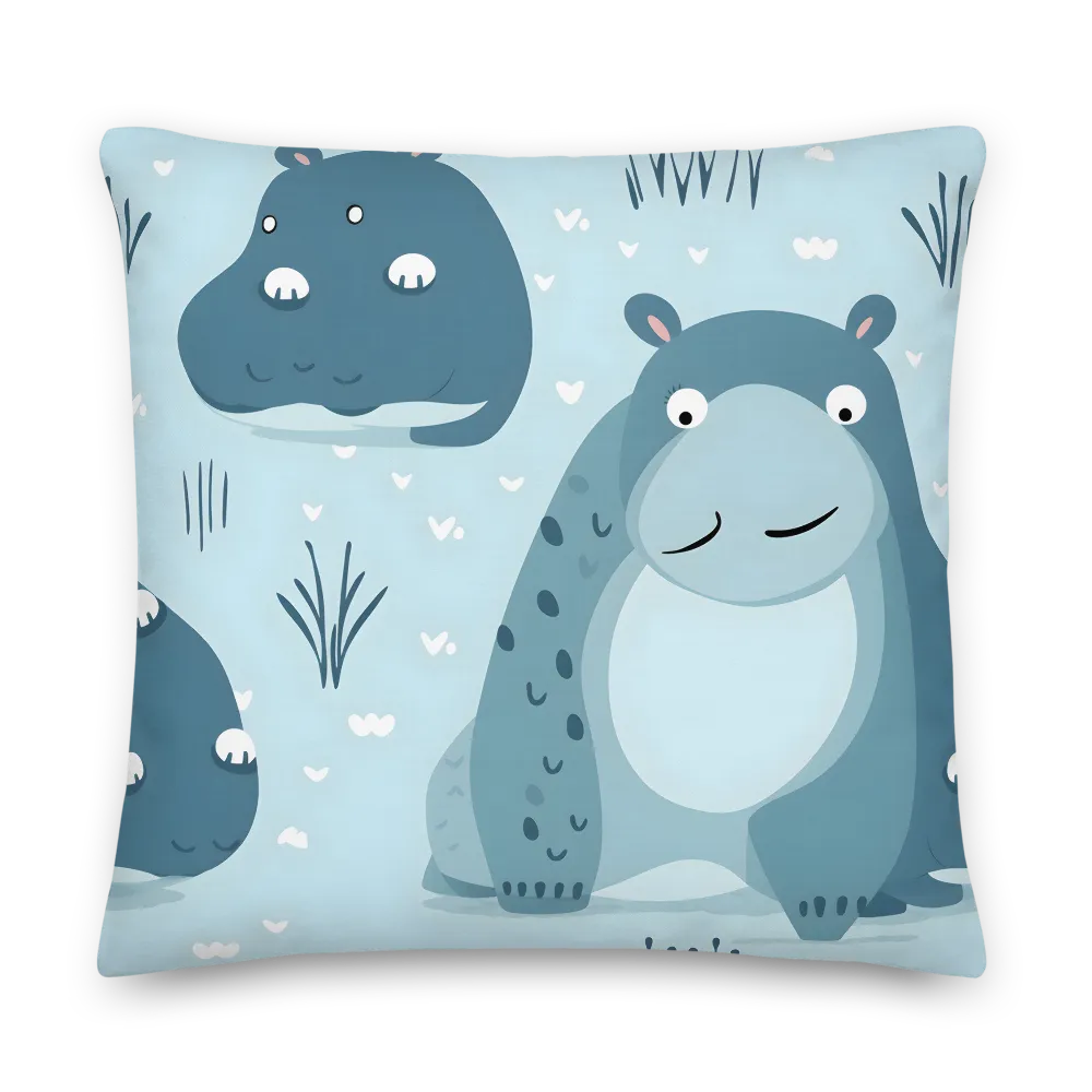 Whimsical Hippo Delight | Pillow | 22″×22″