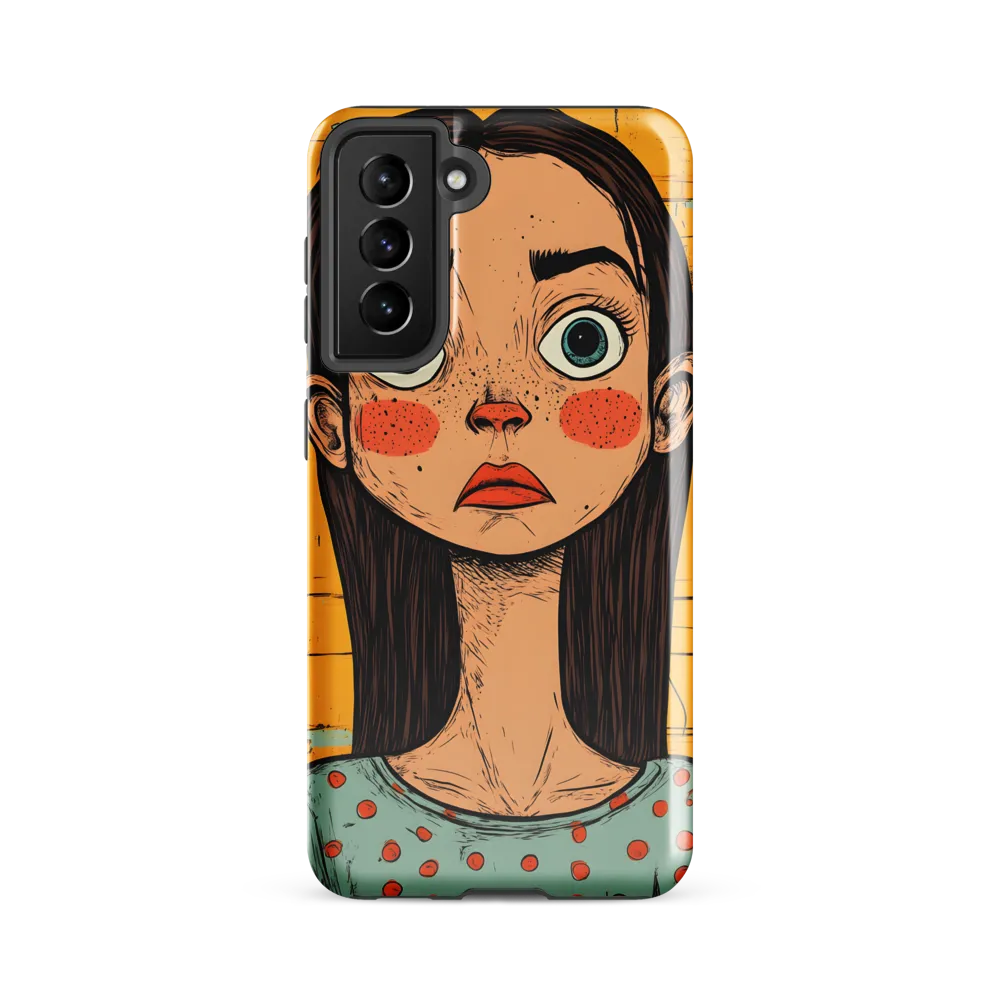 Wide-Eyed Portrait on Distressed Yellow Planks