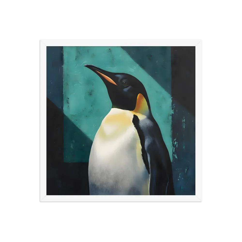 Regal Penguin 
 Poster with White Frame | 18″x 18″