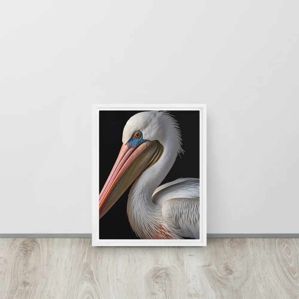 Elegance in White: The Pelican | Canvas with White Frame | 11″×14″