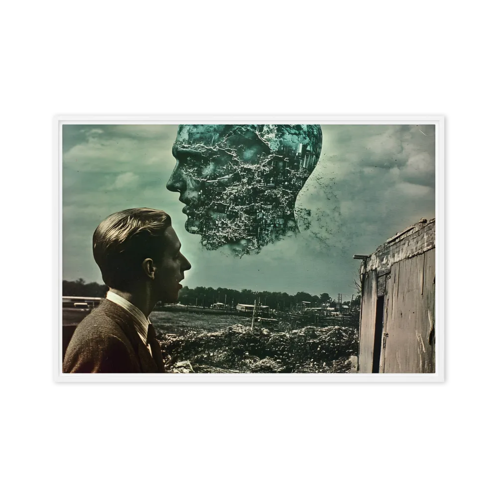 Ethereal Reflections: Identity in a Fragmented World | Canvas with White Frame | 24″×36″