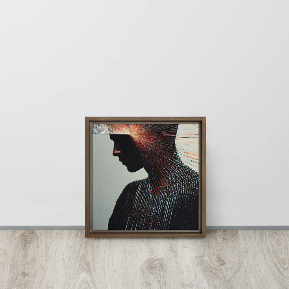 Radiant Reflection: An Abstract Journey of Thought | Canvas with Brown Frame | 12″×12″