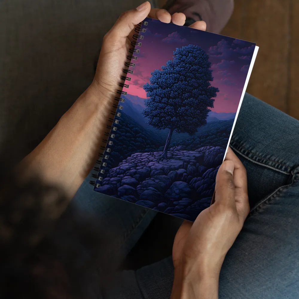 Solitary Sentinel: A Tree at Dusk | Spiral Notebook