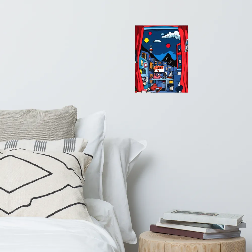 Whimsical Cityscape at Night | Poster | 11″×14″