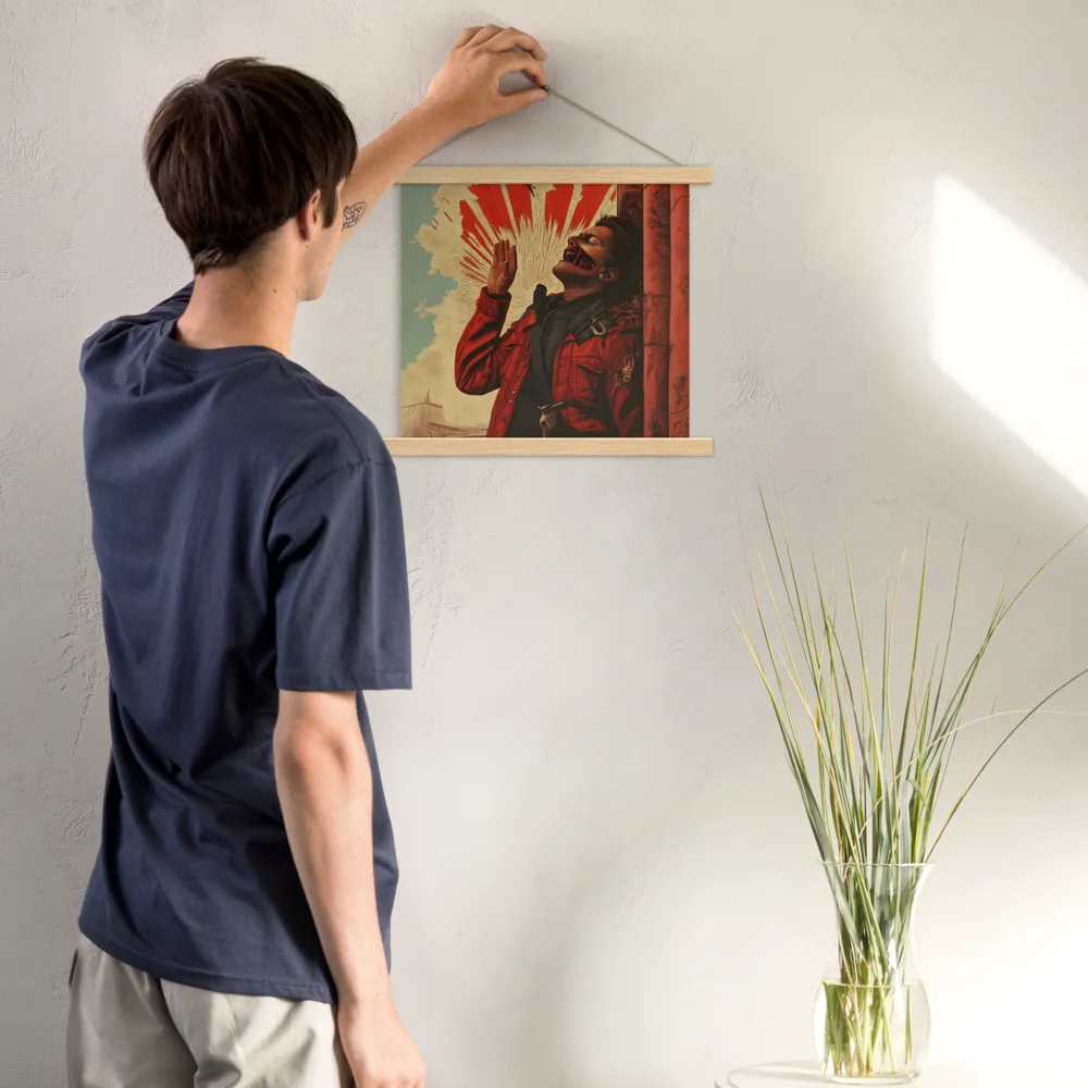 Defiant Echoes of Ruin | Poster With Oak Wood Hanger | 14″×14″