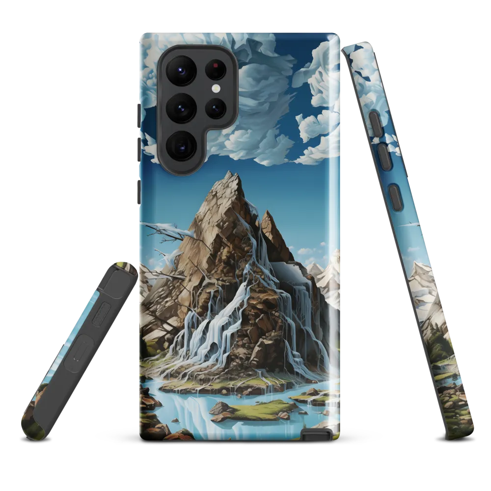 Majestic Cascade: A Mountain Masterpiece | Phone Case |  S22 Ultra | Tough Case | Glossy