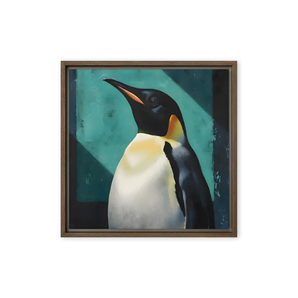 Regal Penguin 
 Canvas with Brown Frame