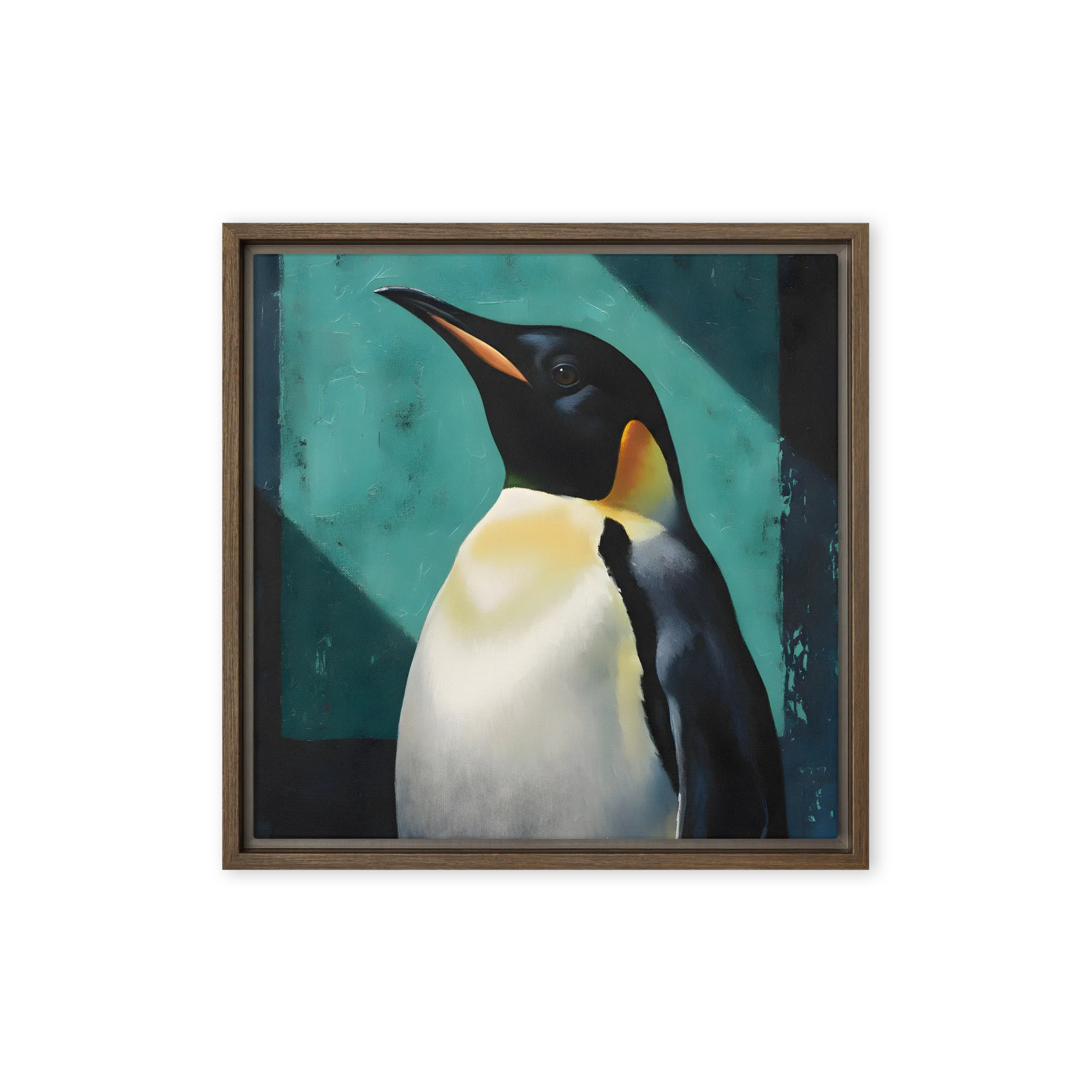 Regal Penguin 
 Canvas with Brown Frame