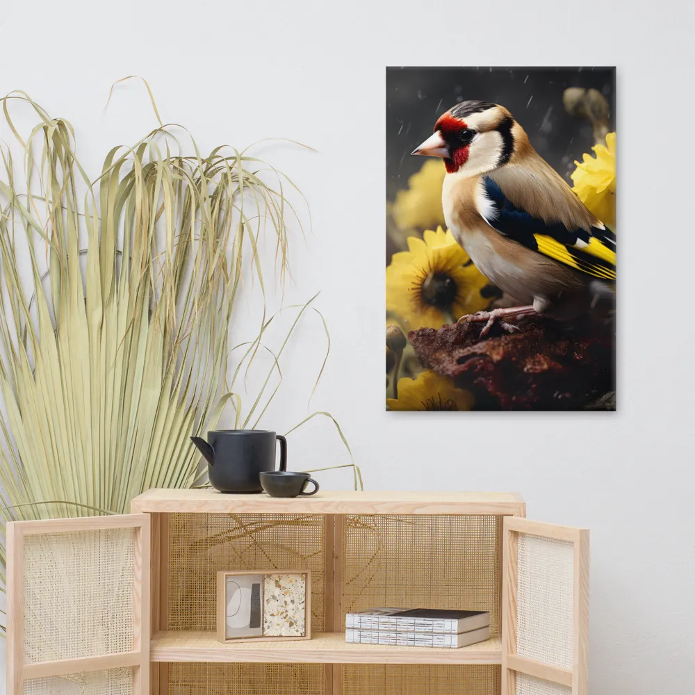 Harmony in Nature: A Goldfinch Amidst Blooms