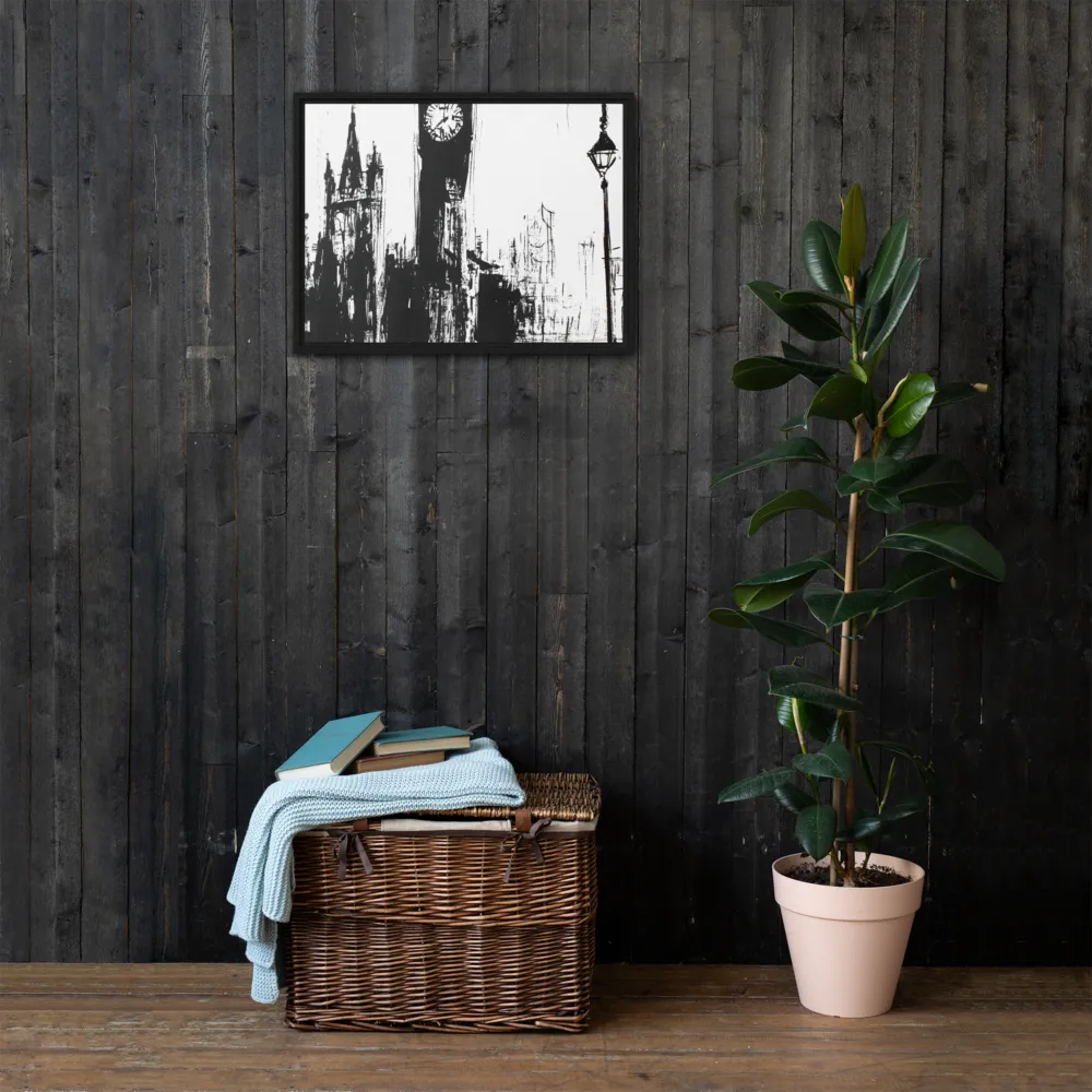 Clock Tower in Motion | Canvas with Black Frame | 18″×24″