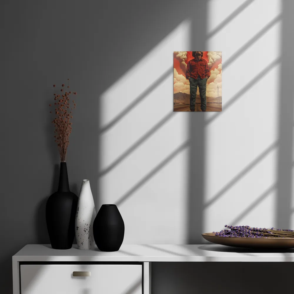 Defiant Spirit in a Surreal Landscape | Metal Print | 8″×10″