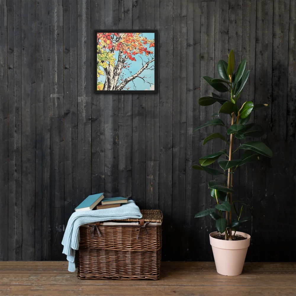 Autumn's Embrace | Canvas with Black Frame | 16″×16″