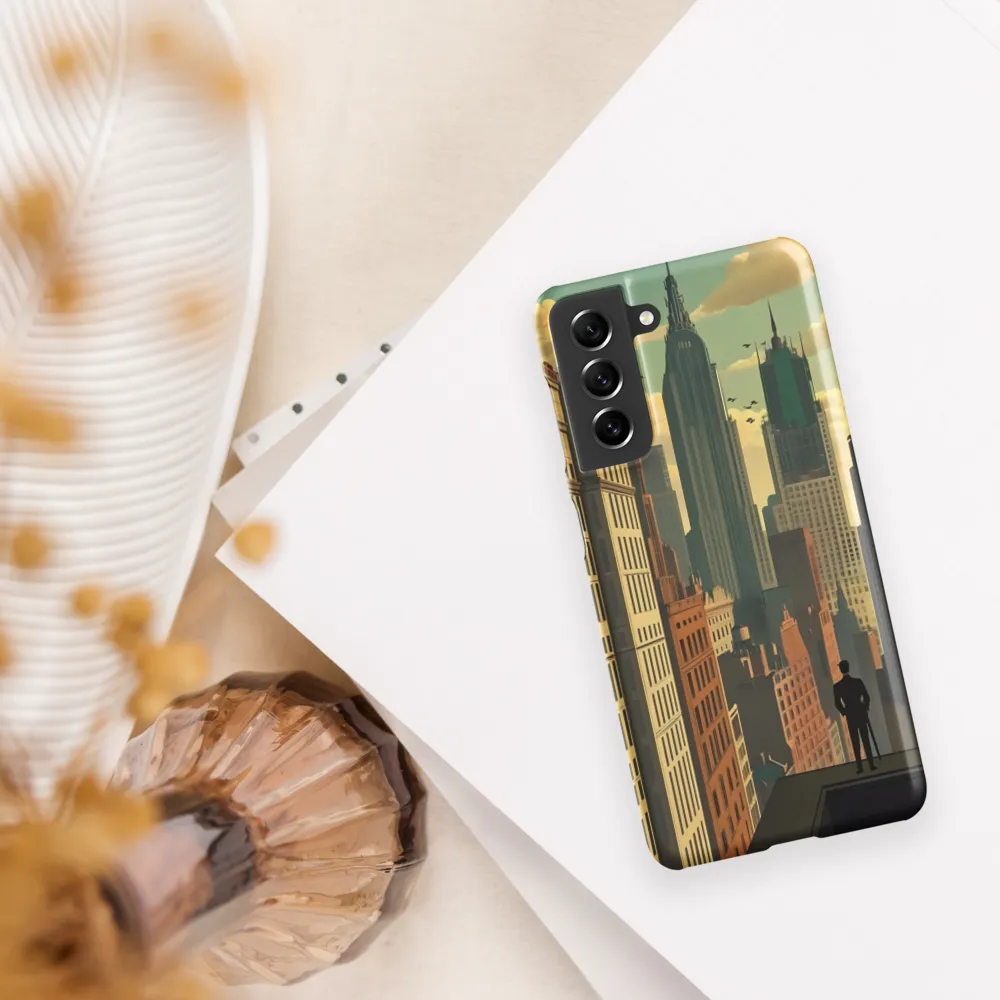 Urban Dreams: A Silhouette in Art Deco Cityscape