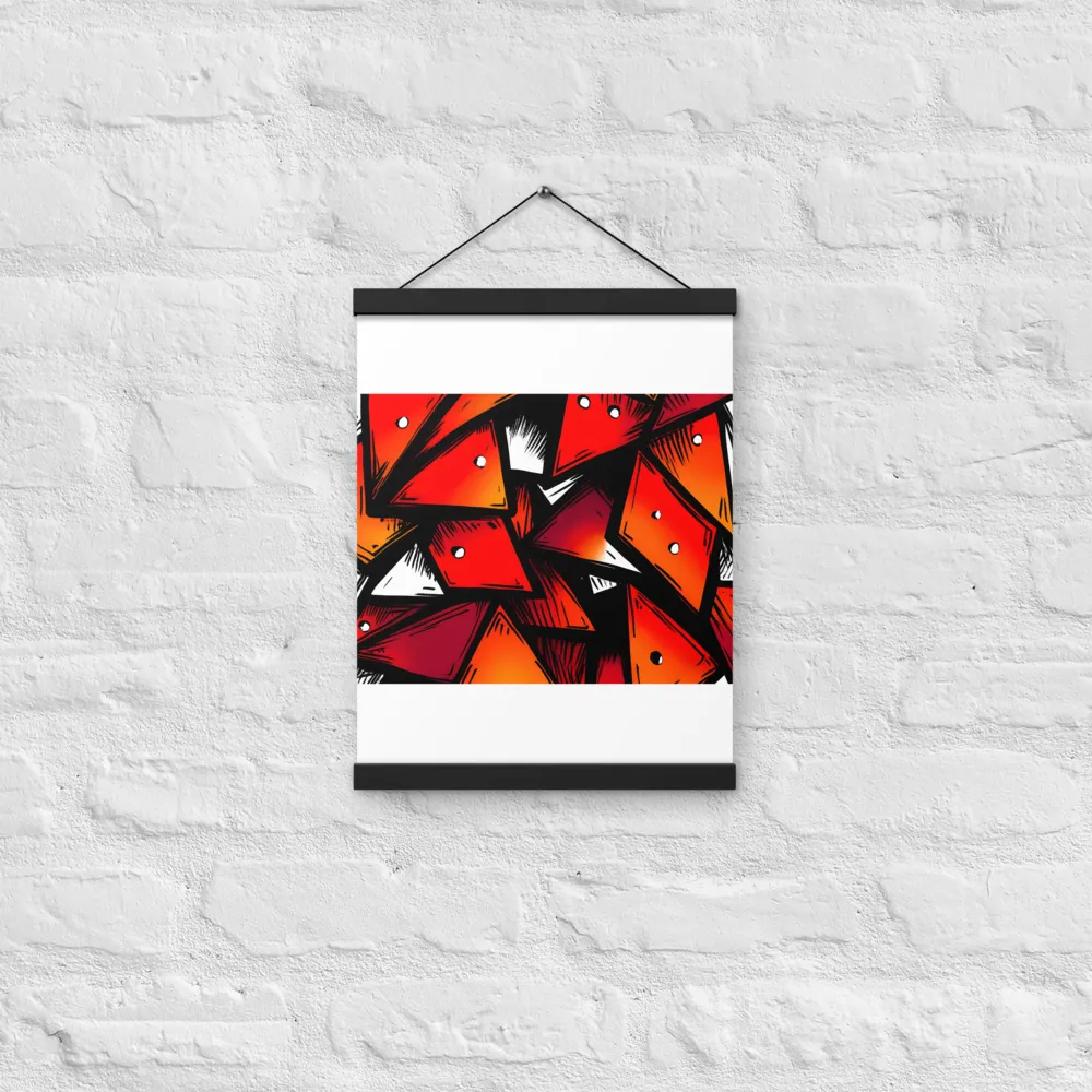 Dynamic Geometry of Red and Orange | Poster With Black Wood Hanger | 12″×16″