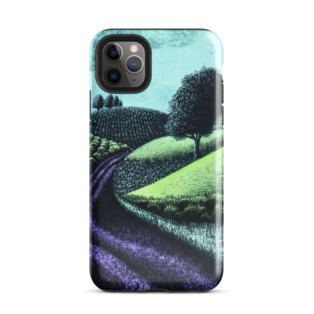 Winding Serenity: A Modern Landscape | Phone Case |  11 Pro Max | Tough Case | Glossy