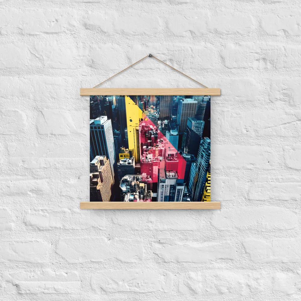 Dynamic Urban Symphony | Poster With Oak Wood Hanger | 14″×14″