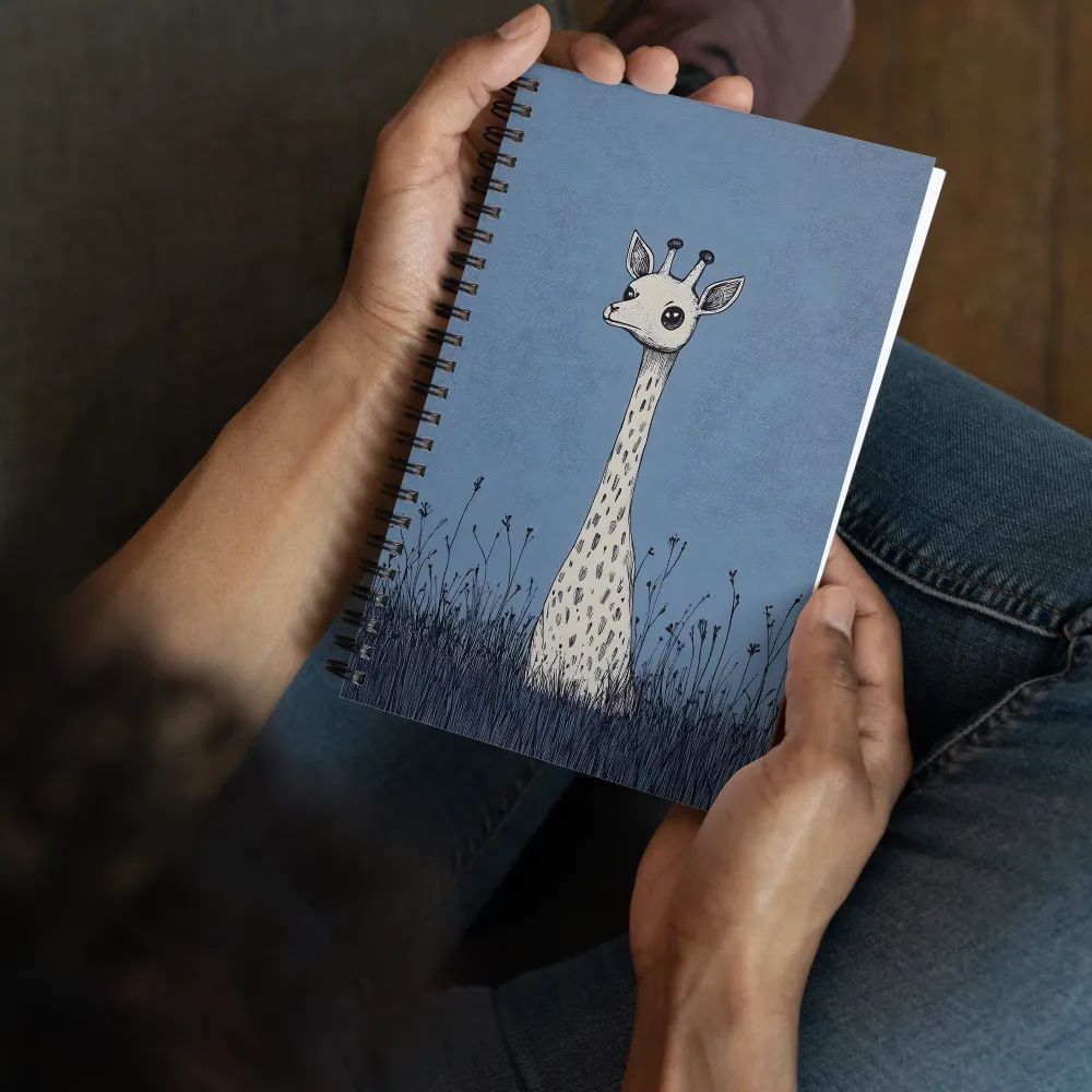 Whimsical Giraffe in Blue | Spiral Notebook