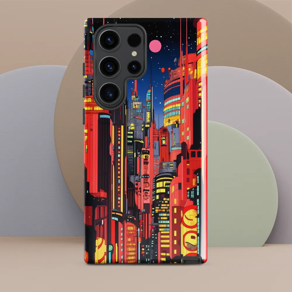 Neon Dreams: A Cyberpunk Cityscape | Phone Case |  S23 Ultra | Tough Case | Glossy