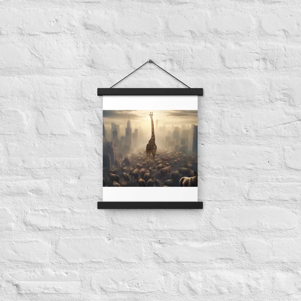 Urban Serengeti: A Giraffe's Perspective | Poster With Black Wood Hanger | 11″×14″