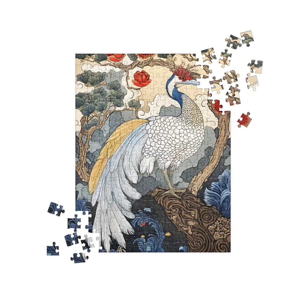 Majestic Serenity: The Ethereal Peacock | Jigsaw Puzzle | 252 pieces