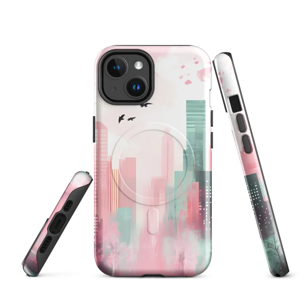 Dreamy Cityscape in Pink and Cyan