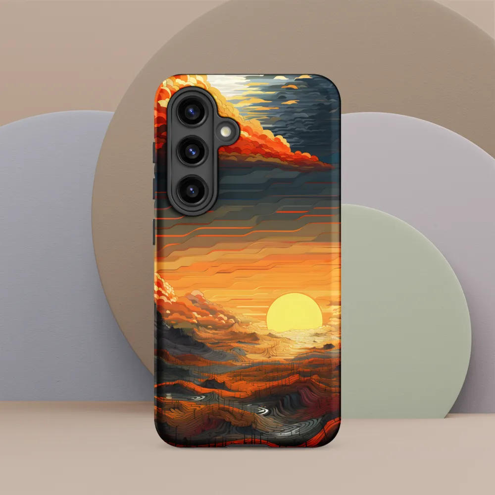 Ethereal Sunset: A Serene Landscape in Flowing Forms
