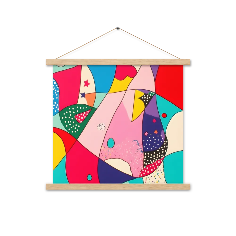 Playful Geometry in Color | Poster With Oak Wood Hanger | 18″×18″