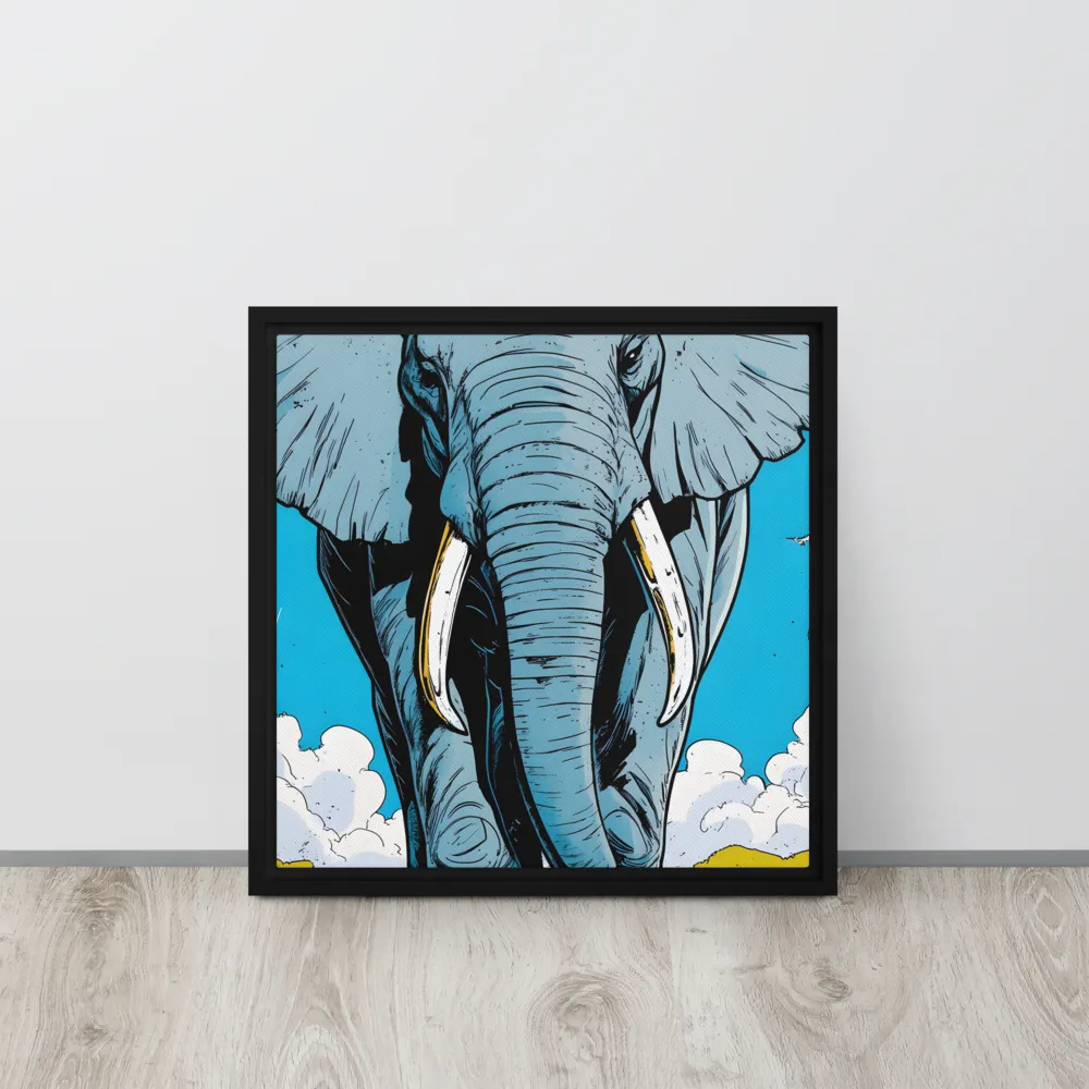 Majestic Presence: The Elephant | Canvas with Black Frame | 16″×16″