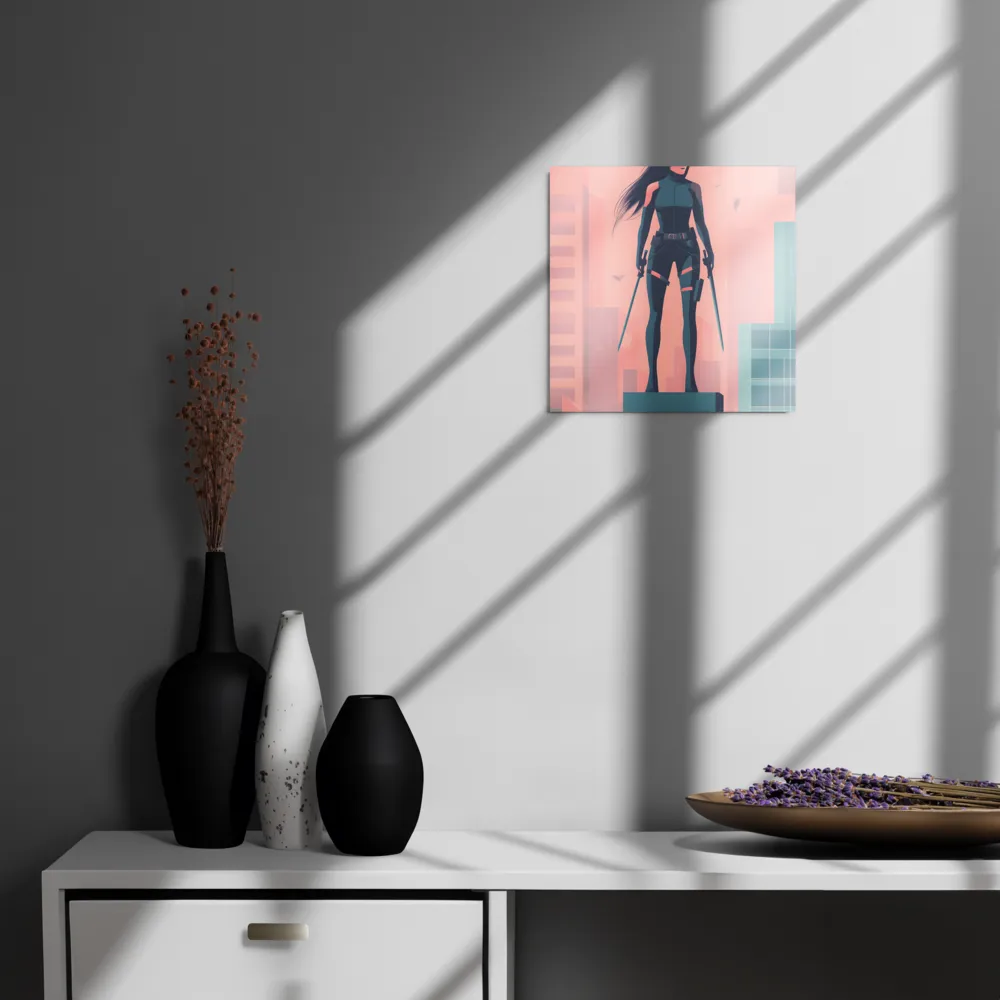 Urban Sentinel: A Warrior's Stand | Metal Print | 12″×12″