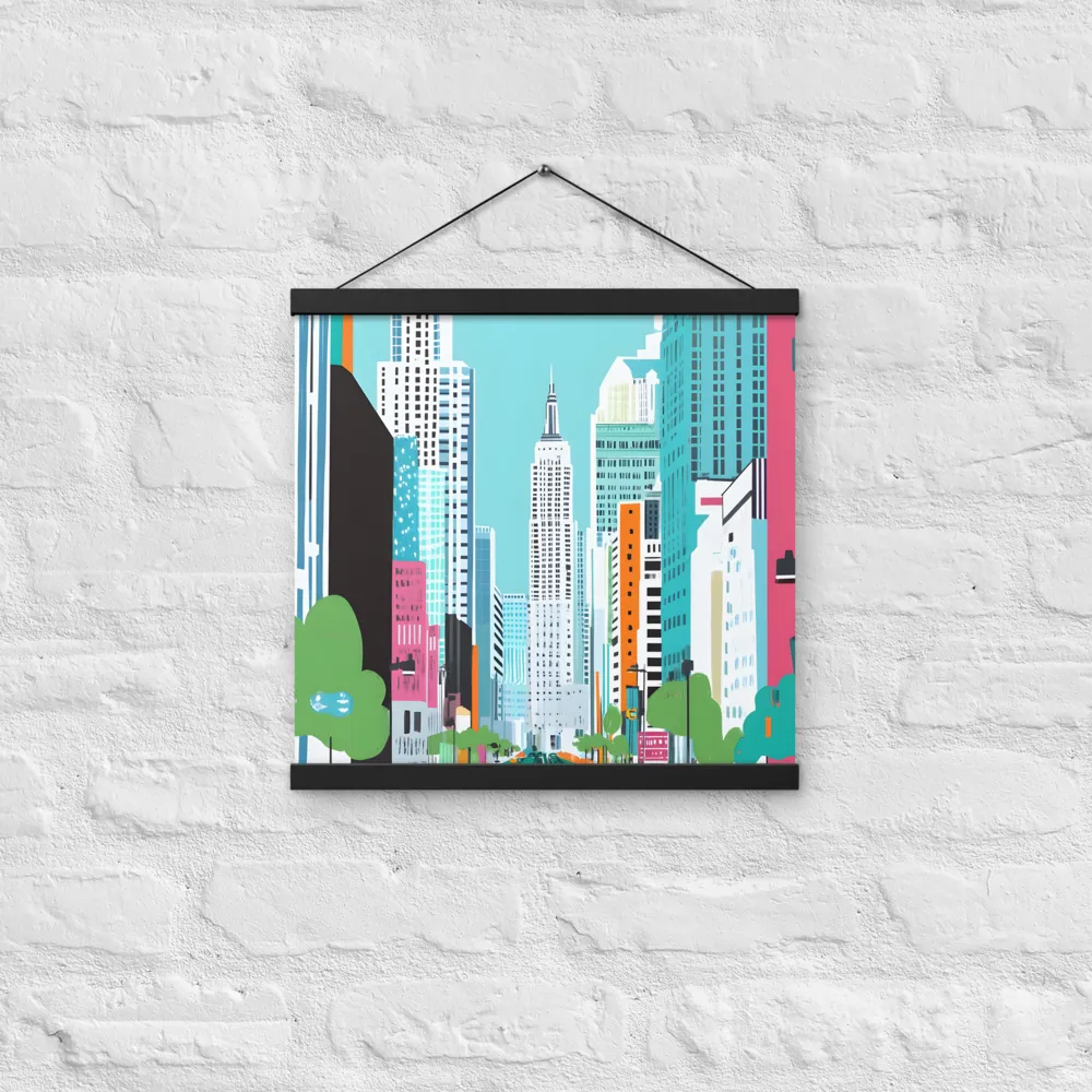 Urban Symphony: A Modern Cityscape | Poster With Black Wood Hanger | 16″×16″
